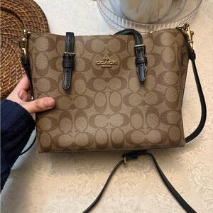 Coach Signature Brown and Black Crossbody Bag